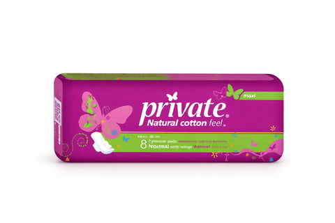 Private Natural Cotton feel Maxi Normal 8 Pads  | Private In Lebanon