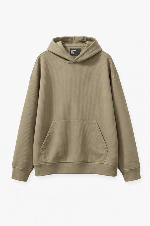 Sinsay Men's Khaki Green Rib Knit Sports Hoodie | Sinsay In Lebanon