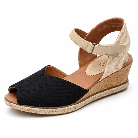 Baretraps Women's Black Odetta Peep Toe Espadrille Wedge Sandals |   Baretraps in Lebanon