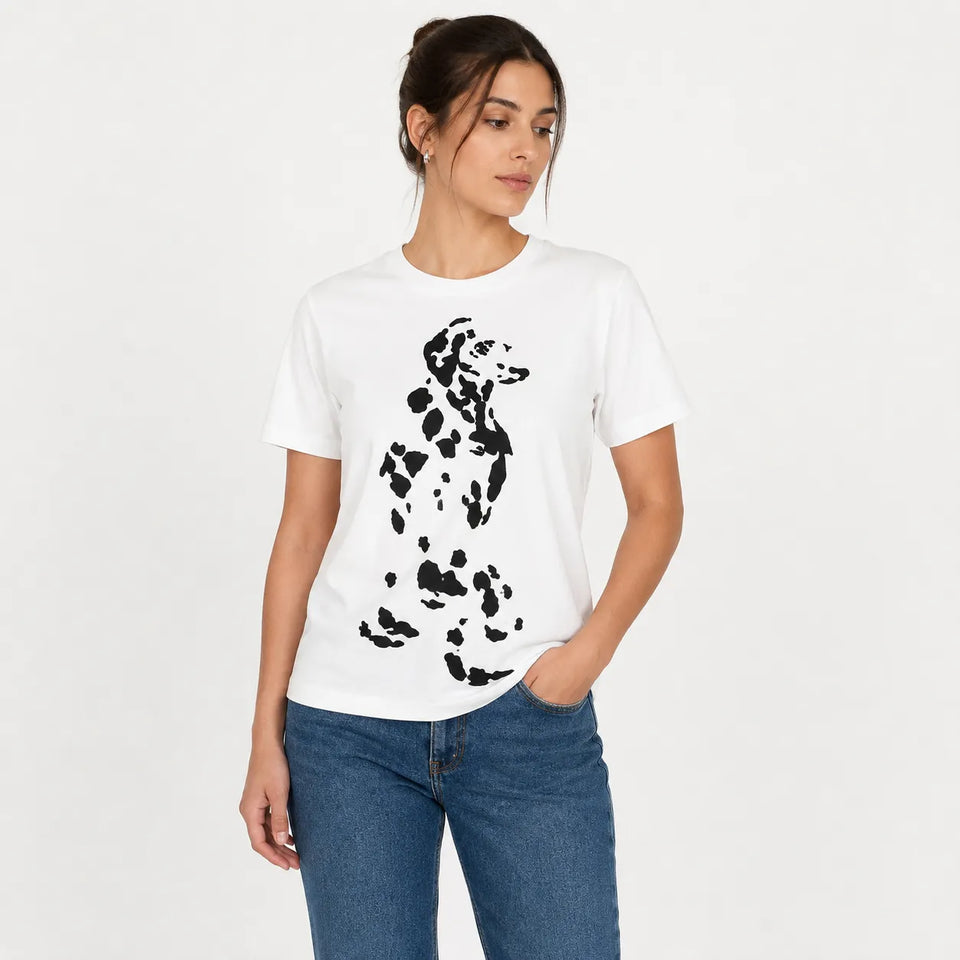 Emporio Armani Women's White A flocked Dalmatian T-shirt | Emporio Armani in Lebanon