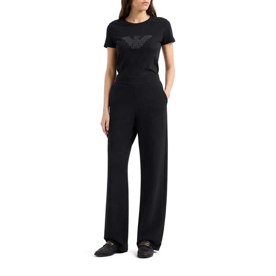 Emporio Armani Women's BlackElasticated-Waist Pants | Emporio Armaniin Lebanon