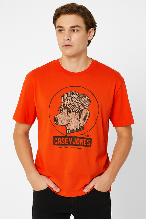 Wrangler Men's Red Casey Jones Printed Authentic T-Shirt  | Wrangler In Lebanon