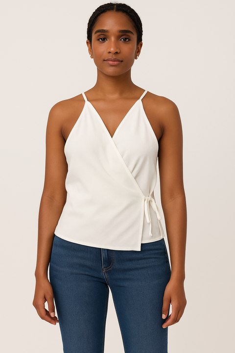 Mango Women's White Open-Back, Sleeveless Blouse |Mango In Lebanon