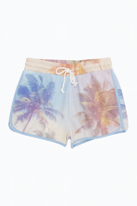 Forever 21 Women's Blue Palm Tree Print Dolphin Cotton Shorts | Forever 21 In Lebanon