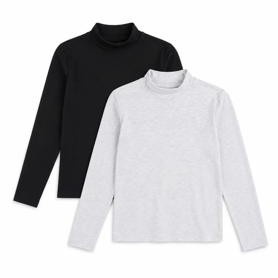 Sinsay Boy's Black & Light Gray Turtle Neck Long Sleeve Blouse