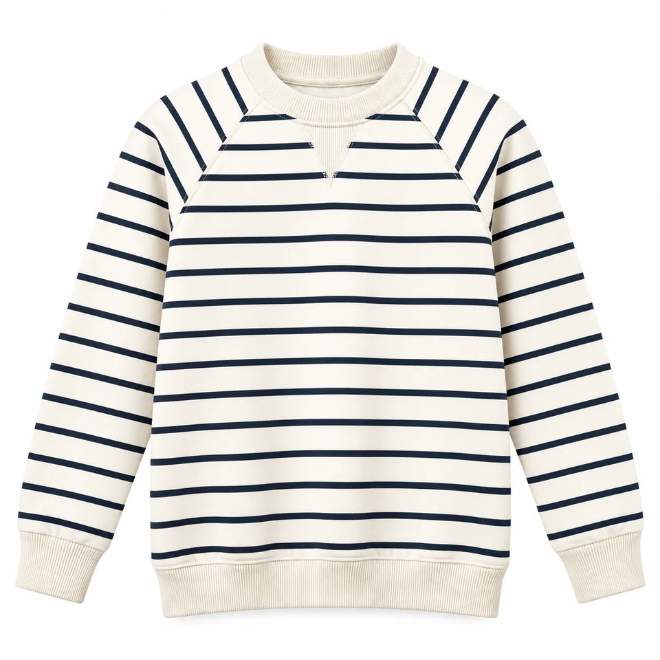 Zara Girl's Cream & Navy Striped Pullover Sweatshirt|Zara In Lebanon