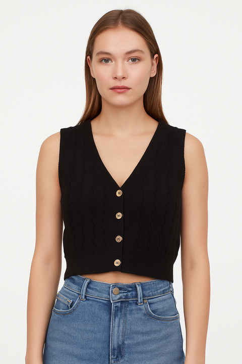 Forever 21 Women's Black Knitted Sleeveless Vest |Forever 21 In Lebanon