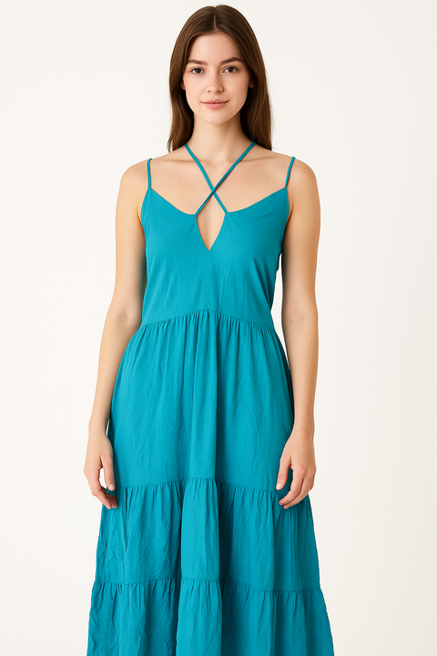 Forever 21 Women's Aqua Sleeveless Long Dress |Forever 21 In Lebanon