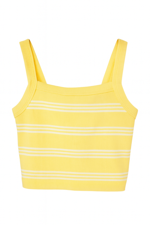 Forever 21 Women's Yellow Striped Sleeveless Crop Top |Forever 21 In Lebanon