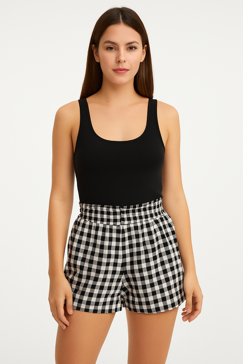 Forever 21 Women's Black & White Checkered Short |Forever 21 In Lebanon