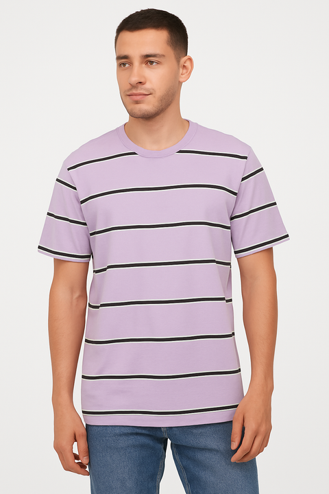 Forever 21 Men's Purple-Multi Striped T-Shirt |Forever 21 In Lebanon