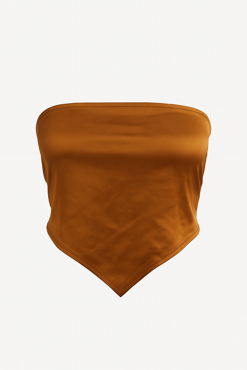 Forever 21 Women's Brown Satin Tie Back Crop Top  |Forever 21 In Lebanon