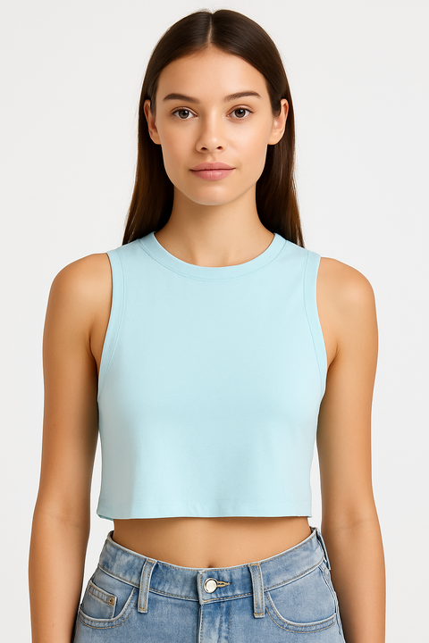 Forever 21 Women's light Blue Sleeveless Crop Top  |Forever 21 In Lebanon