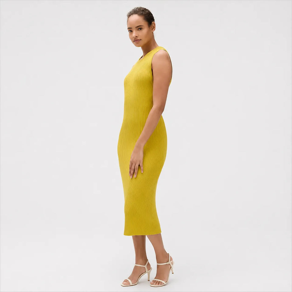 Calvin KleinWomen's Pistachio Viscose Ribbed Maxi Dress