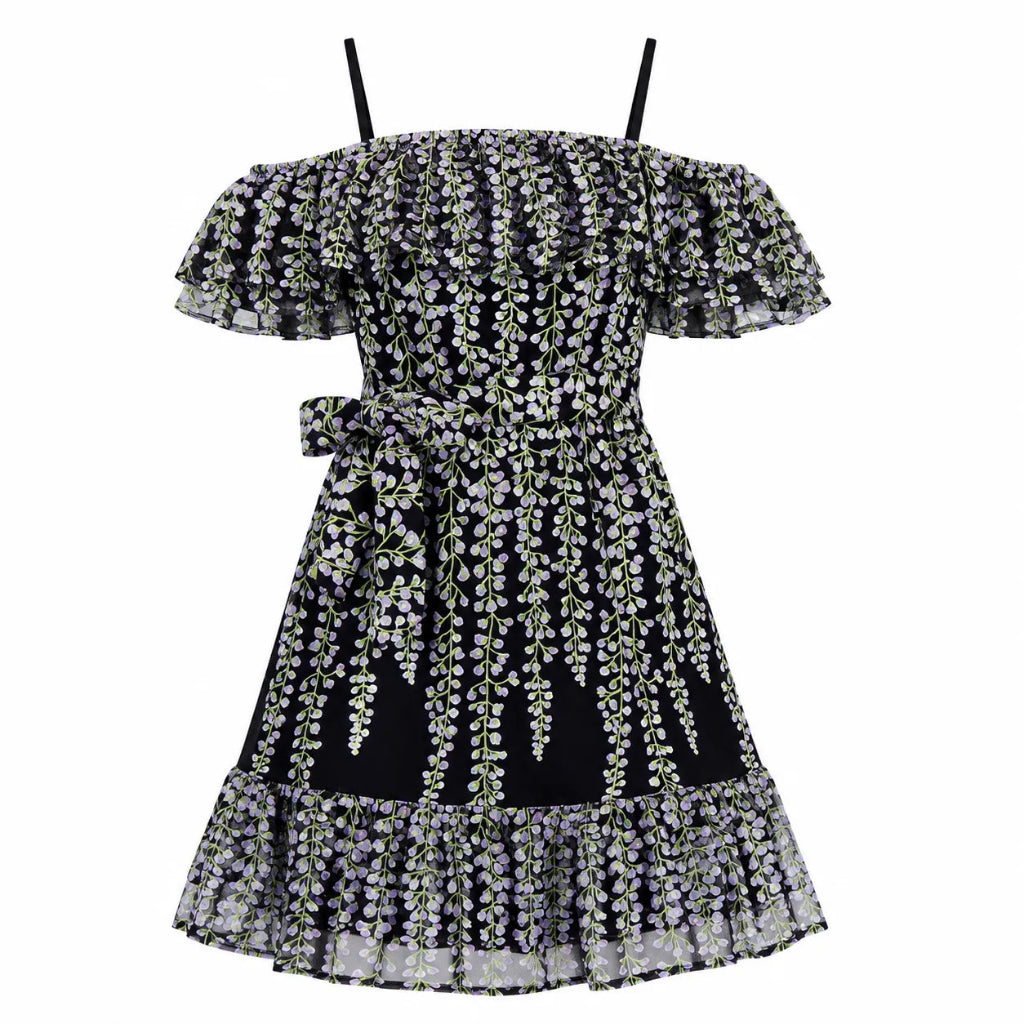 Kensie Women's Black Embroidered Off-The-Shoulder Dress