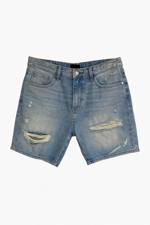Forever 21 Men's Light Blue Ripped Denim Short  |Forever 21 In Lebanon