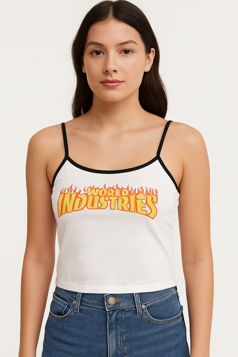Forever 21 Women's White Printed Sleeveless Crop Top  |Forever 21 In Lebanon
