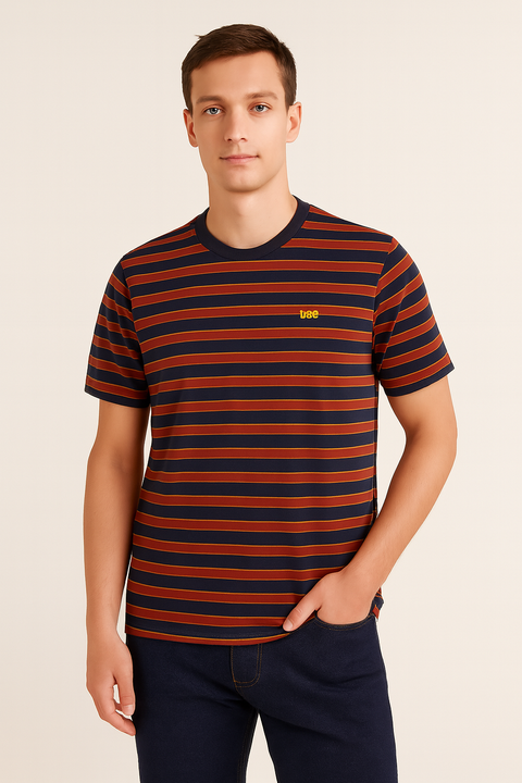 Lee Men's Blue & Brown Striped T-Shirt | Lee In Lebanon