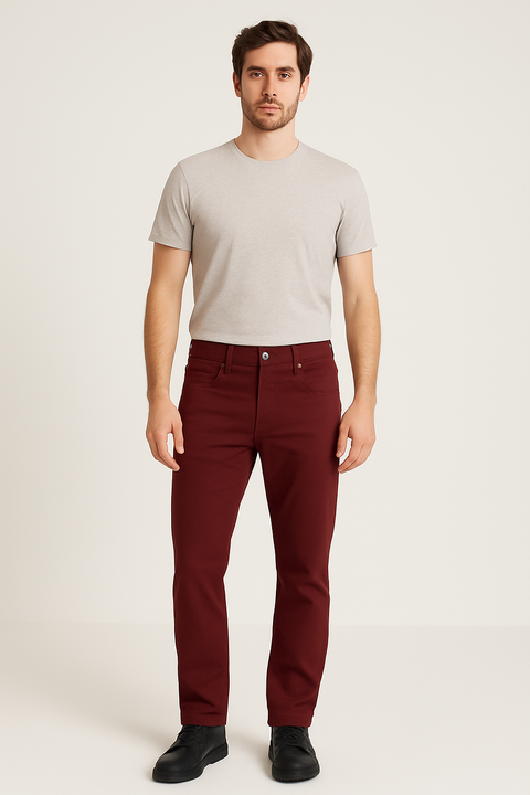 Wrangler Men's Burgundy Greensboro Regular Straight Pants | Wrangler In Lebanon