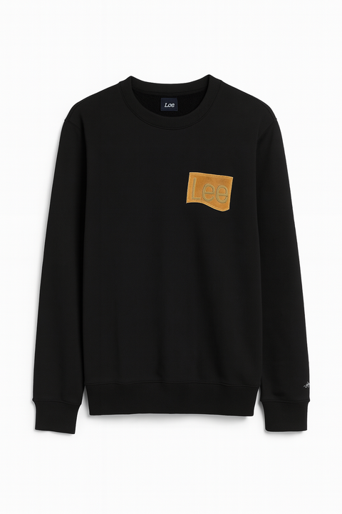 Lee Men's Black Logo Printed loose and comfortable Crew Neck Sweatshirt | Lee In Lebanon