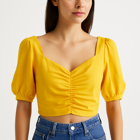 Forever 21 Women's Yellow Gold Crop Top | Forever 21 In Lebanon