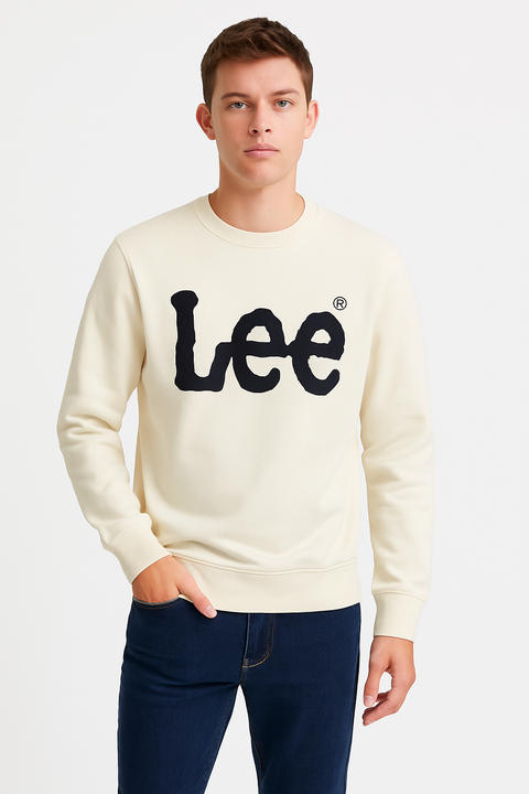 Lee Men's White Long Sleve Regular Fit Sweatshirt | Lee In Lebanon