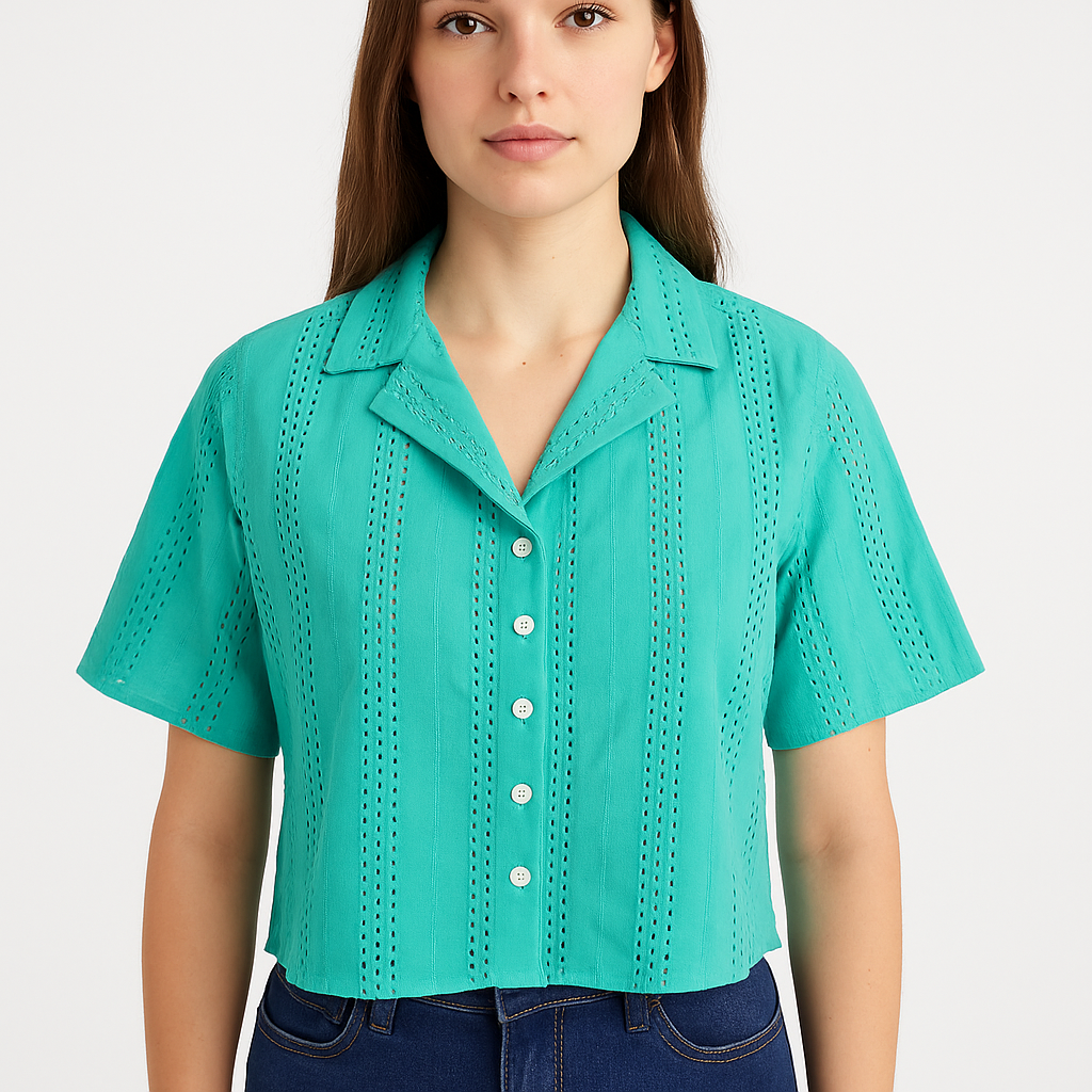Wrangler Women's Blue Turquoise Oversized Resort Short Sleeve Shirt | Wrangler In Lebanon