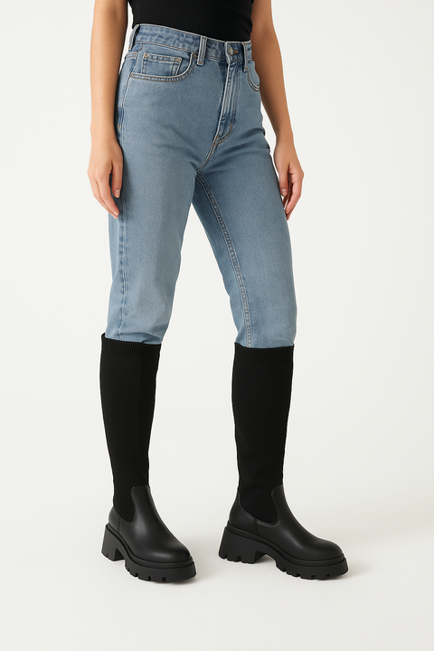 Tony Bianco Women's Black Bellair Flat Over The Knee Boots |Tony Bianco In Lebanon
