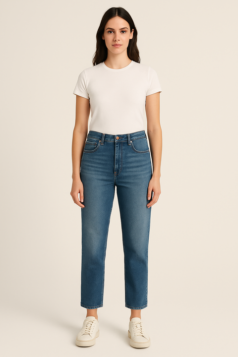 Wrangler Women's Blue Mom Straight Jeans | Wrangler In Lebanon