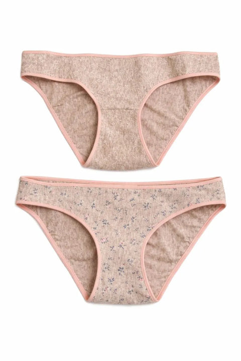 Demar Women's Grey Floral Printed Panties 2pcs Set | Demar In Lebanon