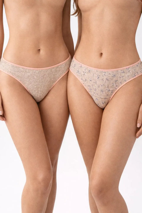 Demar Women's Grey Floral Printed Panties 2pcs Set | Demar In Lebanon