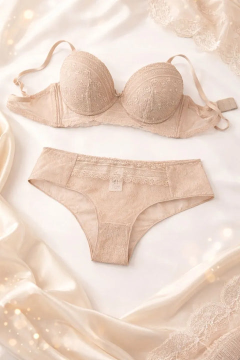 Demar Women's Beige Sheer Lingerie Set | Demar In Lebanon