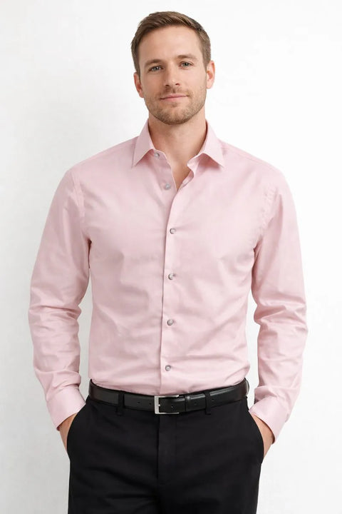 Calvin Klein Men's Pink Slim Fit Non Iron Solid French Cuff Dress Shirts | Calvin Klein In Lebanon