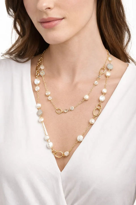 Anne Klein Women's Gold Tone Pearl And Stone Necklace | Anne Klein In Lebanon