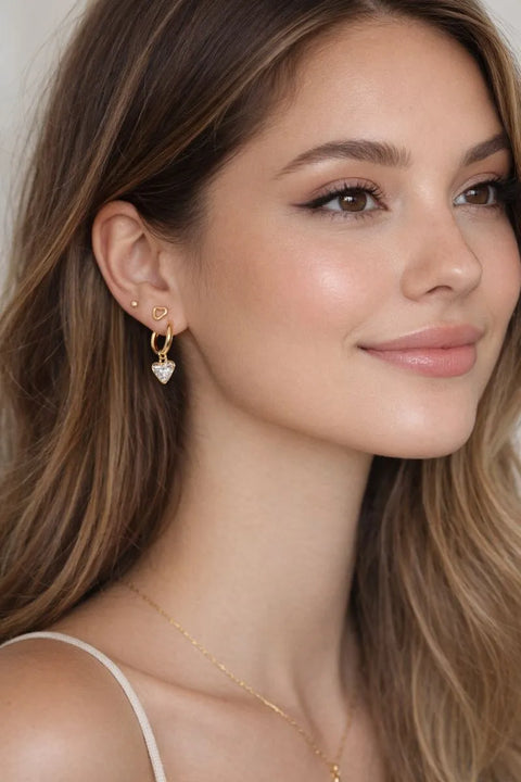 Unwritten Women's Gold Sweet Heart Crystal 3 Pcs Earrings | Unwritten In Lebanon