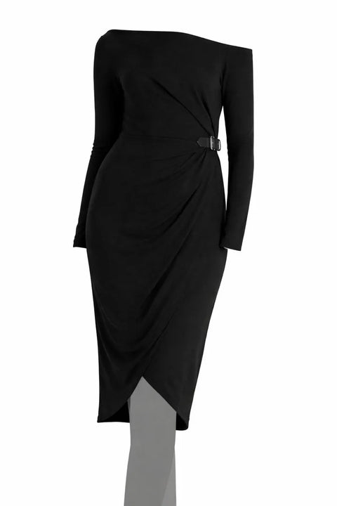 Lauren Ralph Lauren Women's Black Buckle Trim Jersey Off-The-Shoulder Dress | Lauren Ralph Lauren In Lebanon