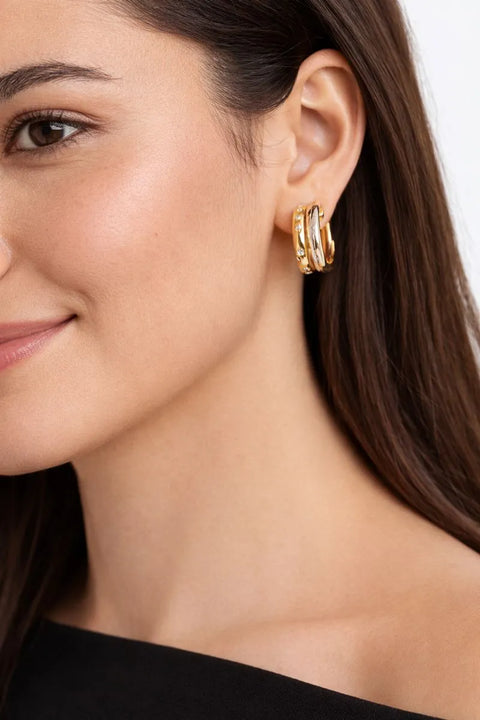 Macys Women's Two Tones Crystal Hoop Earrings | Macys In Lebanon