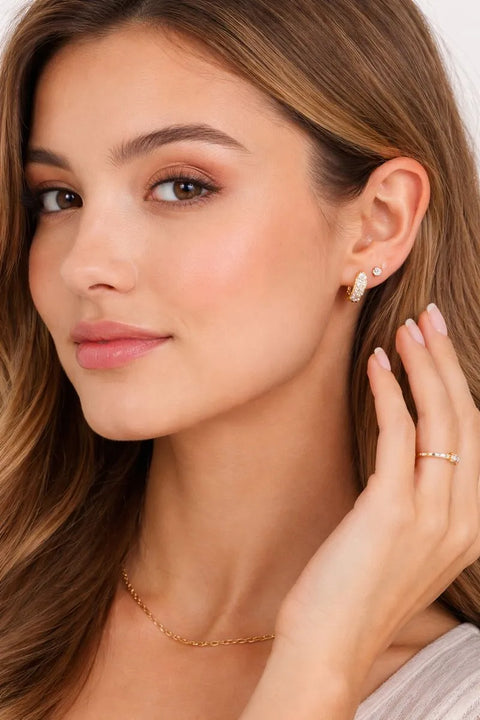 And Now This Women's Gold Crystal Hoop Earrings | And Now This In Lebanon