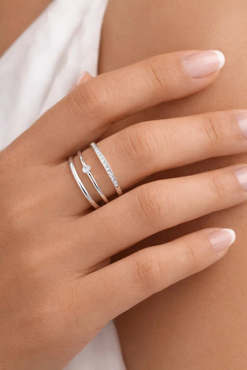 And This Now Women's Sterling Silver Set of 3 Narrow Rings | And This Now In Lebanon