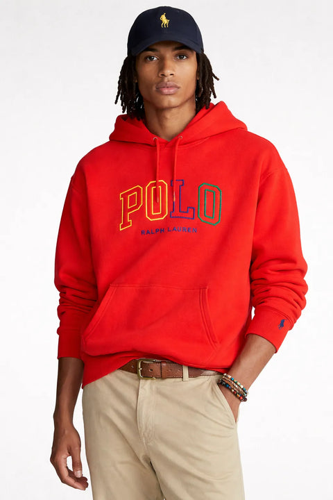 Polo Ralph Lauren Men's Red Logo Embroidered Fleece Lined Hoodie | Polo Ralph Lauren In Lebanon