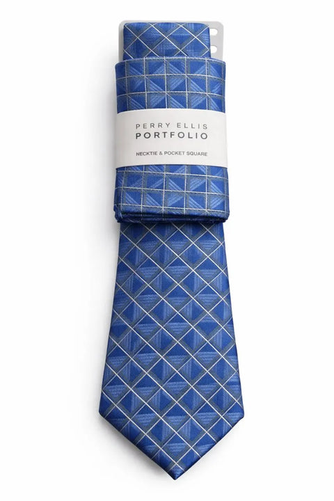 Perry Ellis Portfolio Men's Blue Karmen Grid Tie | Perry Ellis Portfolio In Lebanon