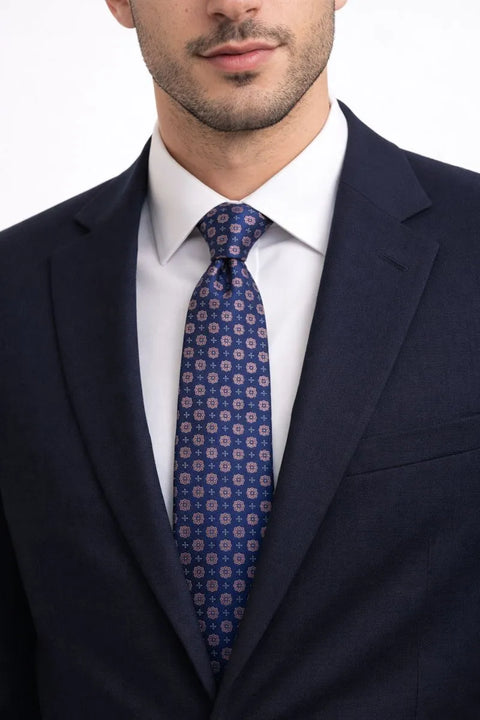 Club Room Men's Navy Floral Printed Classic Medallion Tie |Club Room In Lebanon