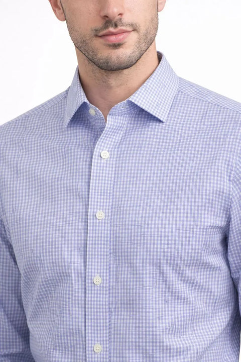 Tommy Hilfiger Men's Blue & White Checked Slim Fit Stretch Dress Shirt | Tommy Hilfiger In Lebanon