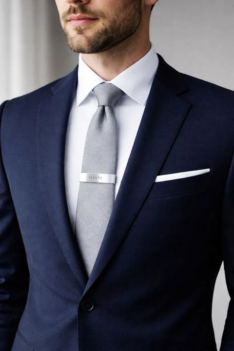 Alfani Men's Silver Foxboro Plaid Solid Texture Neck Tie | Alfani In Lebanon