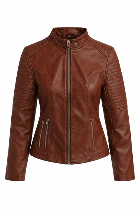 Inside Outdoor Women's Brown Leather Jacket | Inside Outdoor In Lebanon