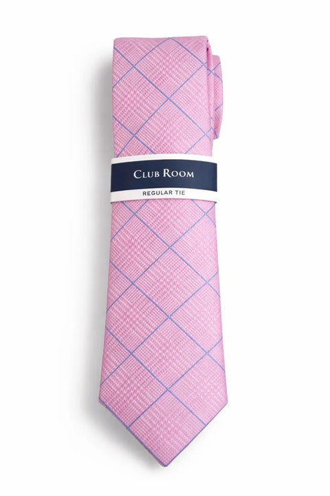 Club Room Men's Pink Plaid Regular Tie |Club Room In Lebanon