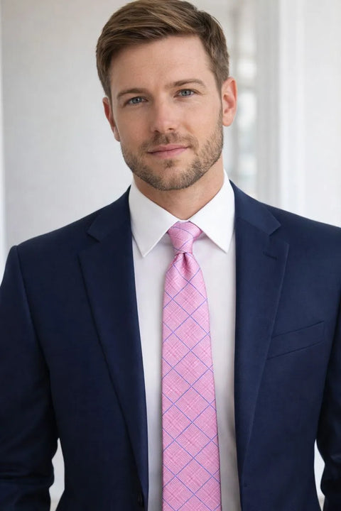 Club Room Men's Pink Plaid Regular Tie |Club Room In Lebanon