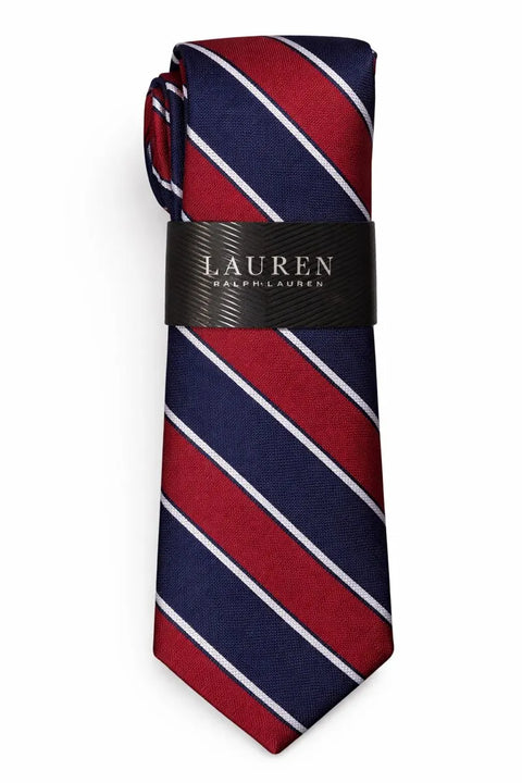 Lauren Ralph Lauren Men's Burgundy and Navy Striped Tie | Lauren Ralph Lauren In Lebanon