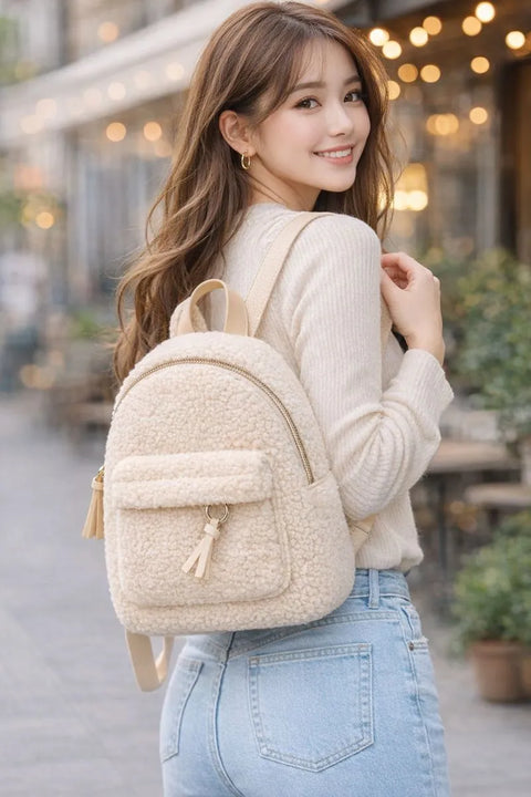 GC Design Women's Baby White Wool Mini Backpack |GC Design in Lebanon