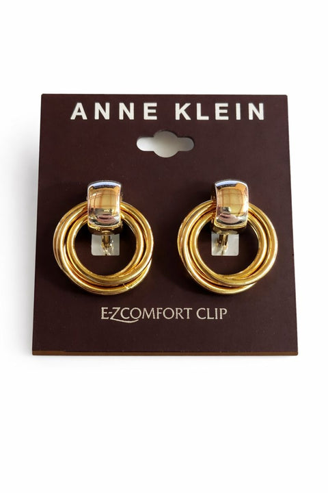 Anne Klein Women's Gold Two-Tone Doorknocker Earrings | Anne Klein In Lebanon